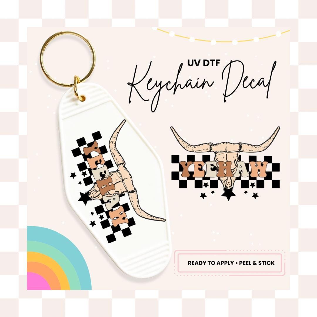 UV DTF Sticker For Retro Motel Keychain- Ready To Apply- No Heat Needed - Ready to Ship!