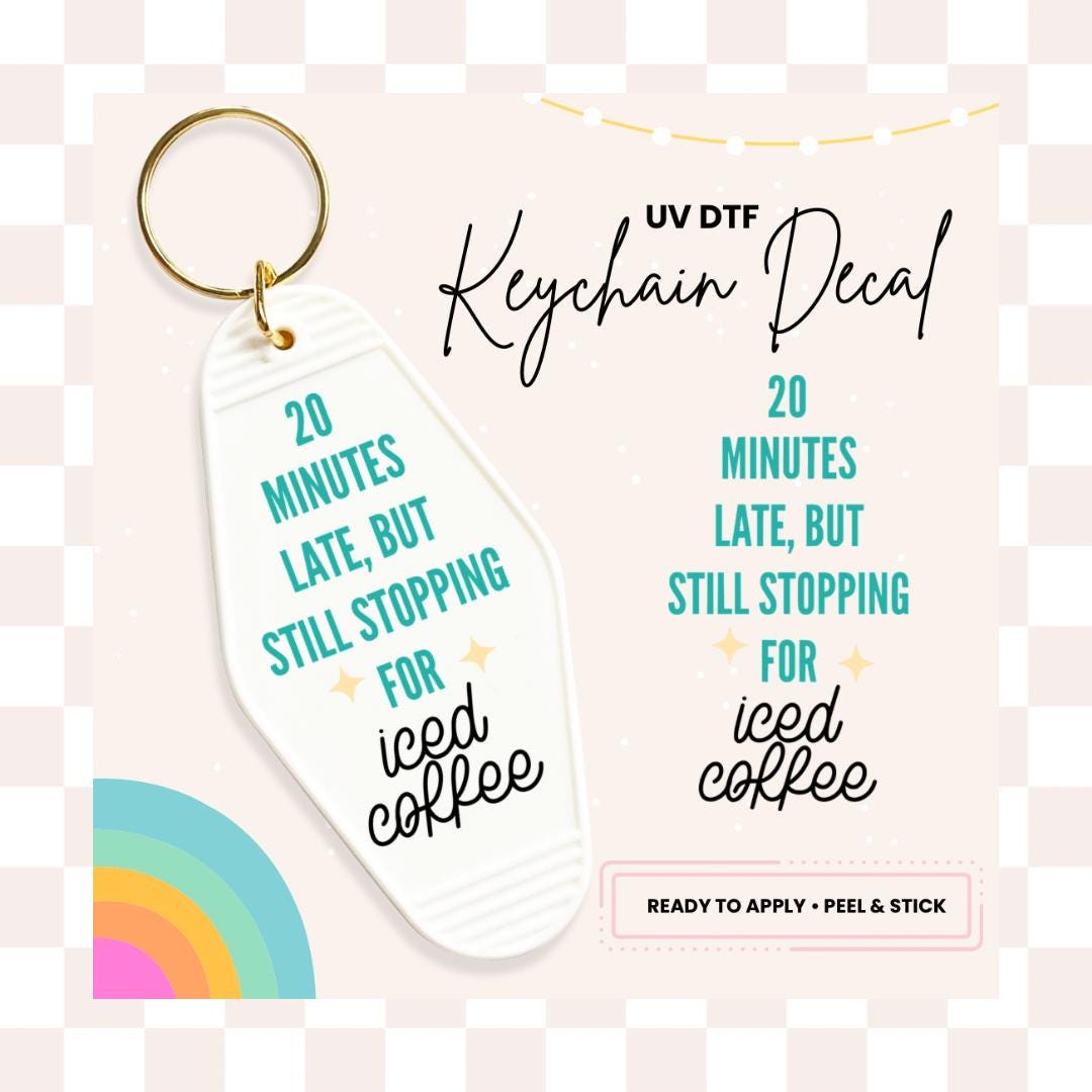UV DTF Sticker For Retro Motel Keychain- Ready To Apply- No Heat Needed - Ready to Ship!