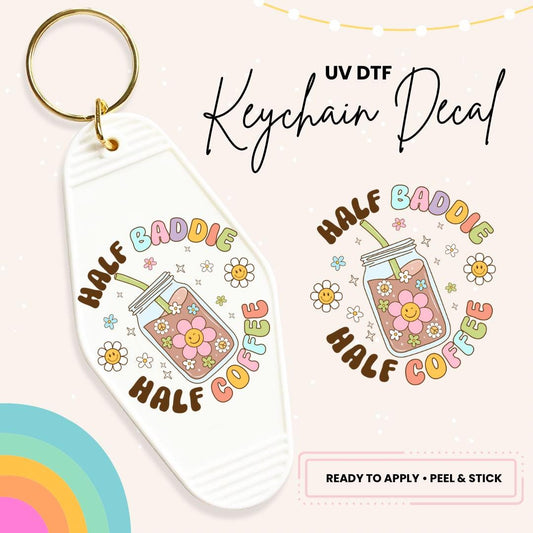 UV DTF Sticker For Retro Motel Keychain- Ready To Apply- No Heat Needed - Ready to Ship!