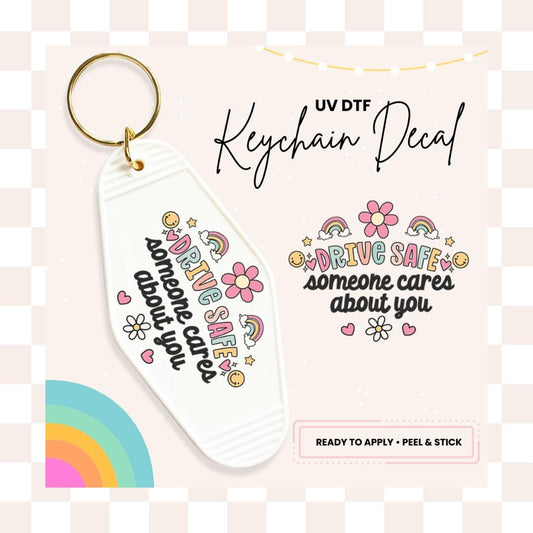 UV DTF Sticker For Retro Motel Keychain- Ready To Apply- No Heat Needed - Ready to Ship!