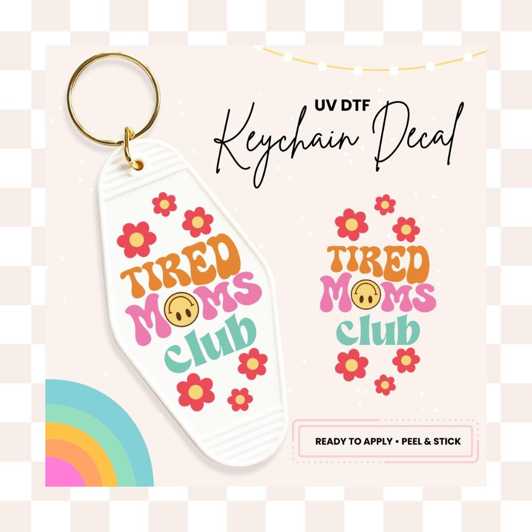 UV DTF Sticker For Retro Motel Keychain- Ready To Apply- No Heat Needed - Ready to Ship!