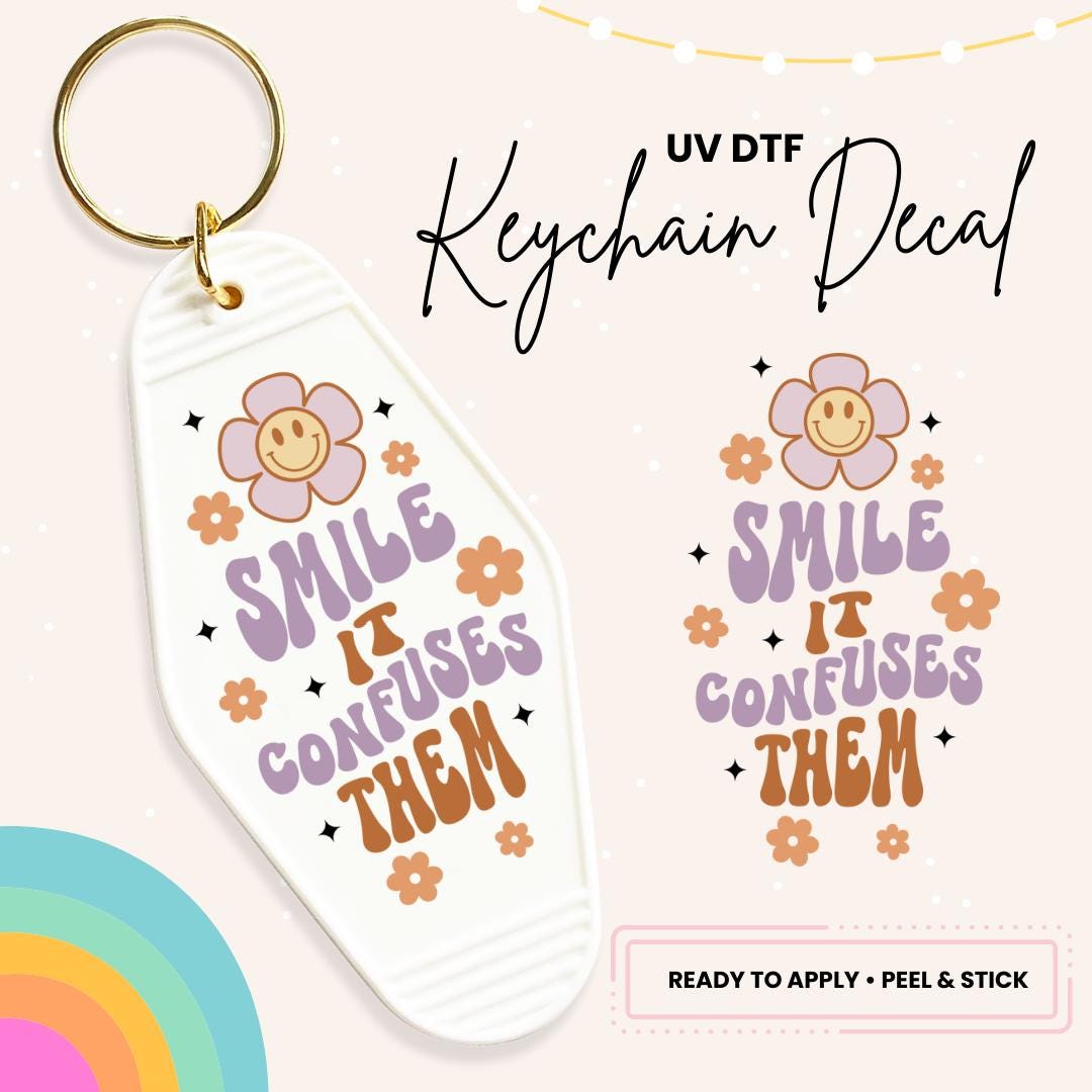 UV DTF Sticker For Retro Motel Keychain- Ready To Apply- No Heat Needed - Ready to Ship!