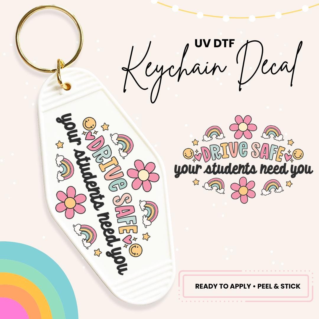 UV DTF Sticker For Retro Motel Keychain- Ready To Apply- No Heat Needed - Ready to Ship!