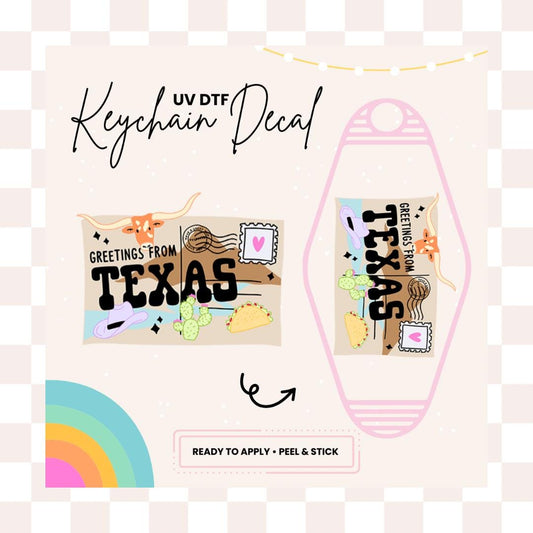 UV DTF Sticker For Retro Motel Keychain- Ready To Apply- No Heat Needed - Ready to Ship!