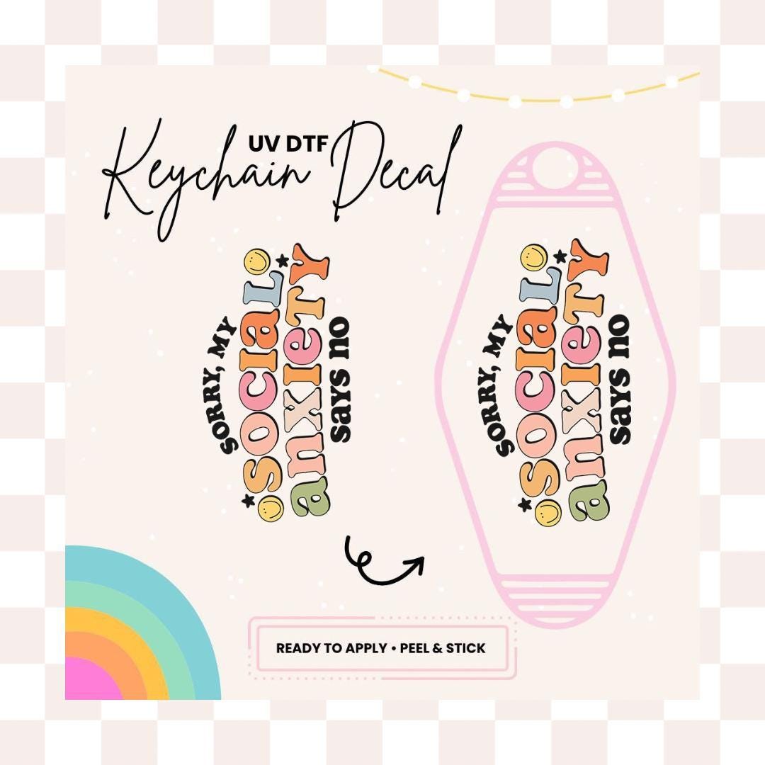 UV DTF Sticker For Retro Motel Keychain- Ready To Apply- No Heat Needed - Ready to Ship!