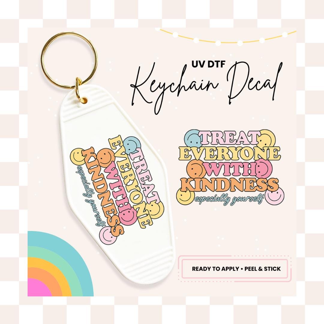 UV DTF Sticker For Retro Motel Keychain- Ready To Apply- No Heat Needed - Ready to Ship!