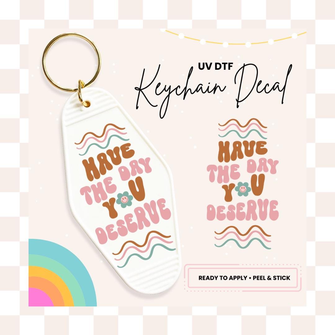 UV DTF Sticker For Retro Motel Keychain- Ready To Apply- No Heat Needed - Ready to Ship!