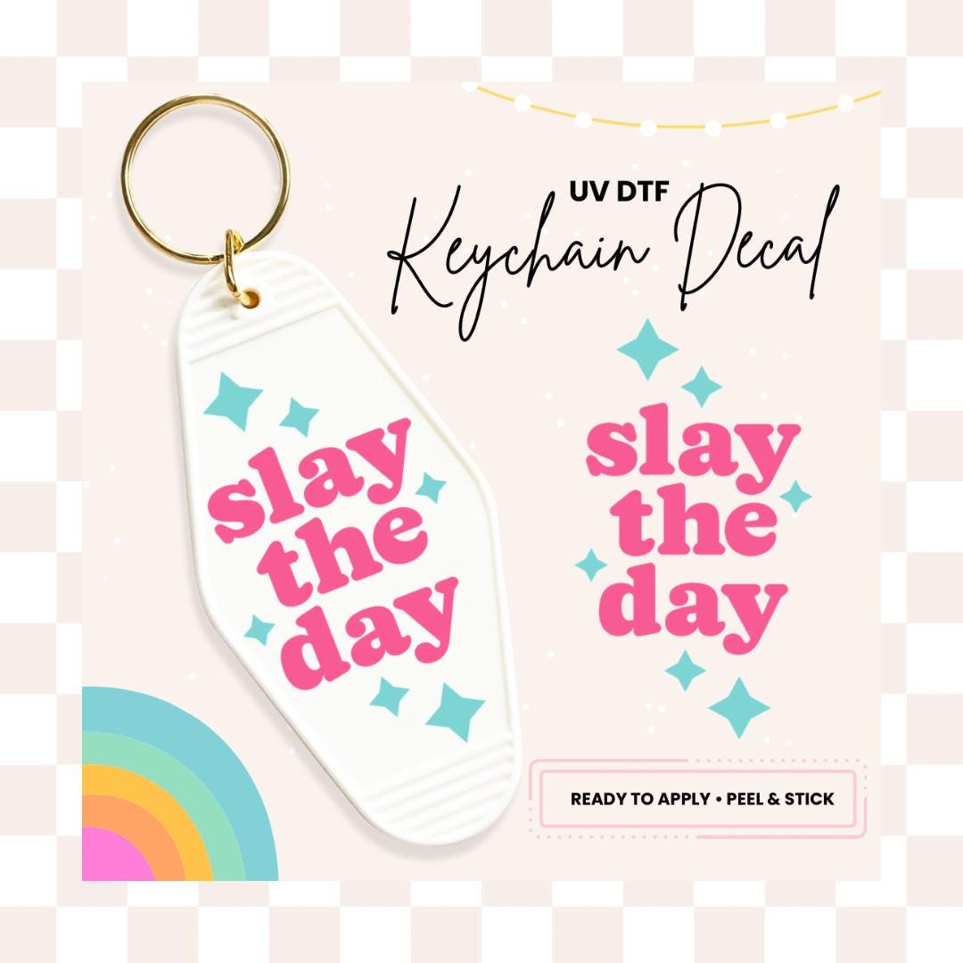 UV DTF Sticker For Retro Motel Keychain- Ready To Apply- No Heat Needed - Ready to Ship!