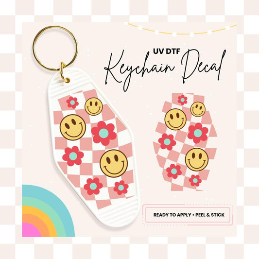 UV DTF Sticker For Retro Motel Keychain- Ready To Apply- No Heat Needed - Ready to Ship!