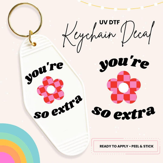 UV DTF Sticker For Retro Motel Keychain- Ready To Apply- No Heat Needed - Ready to Ship!