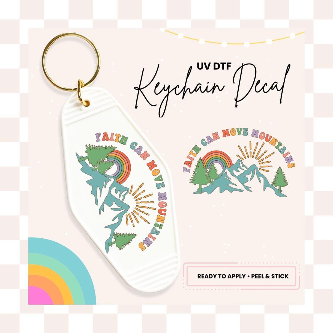 UV DTF Sticker For Retro Motel Keychain- Ready To Apply- No Heat Needed - Ready to Ship!