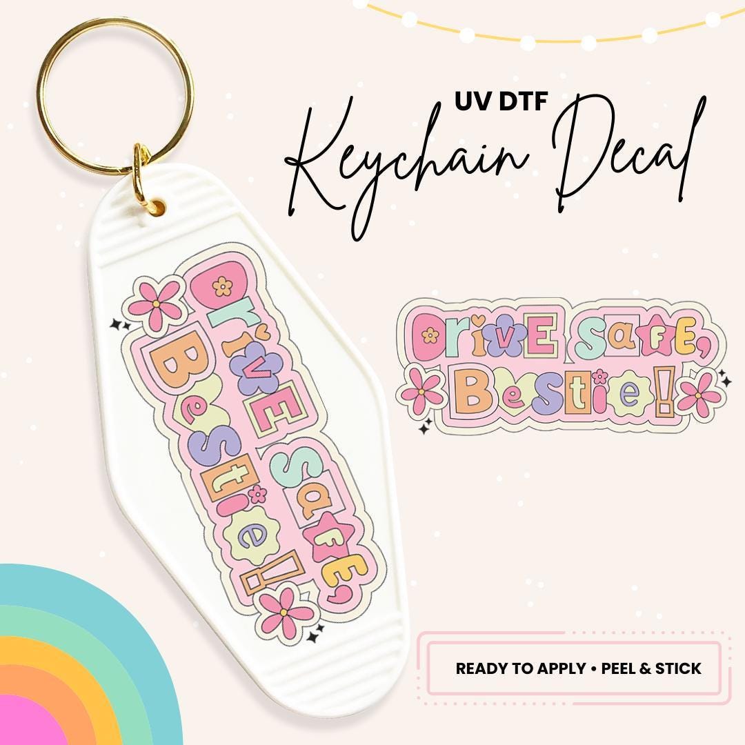 UV DTF Sticker For Retro Motel Keychain- Ready To Apply- No Heat Needed - Ready to Ship!