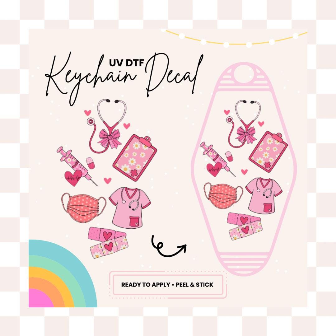 UV DTF Sticker For Retro Motel Keychain- Ready To Apply- No Heat Needed - Ready to Ship!