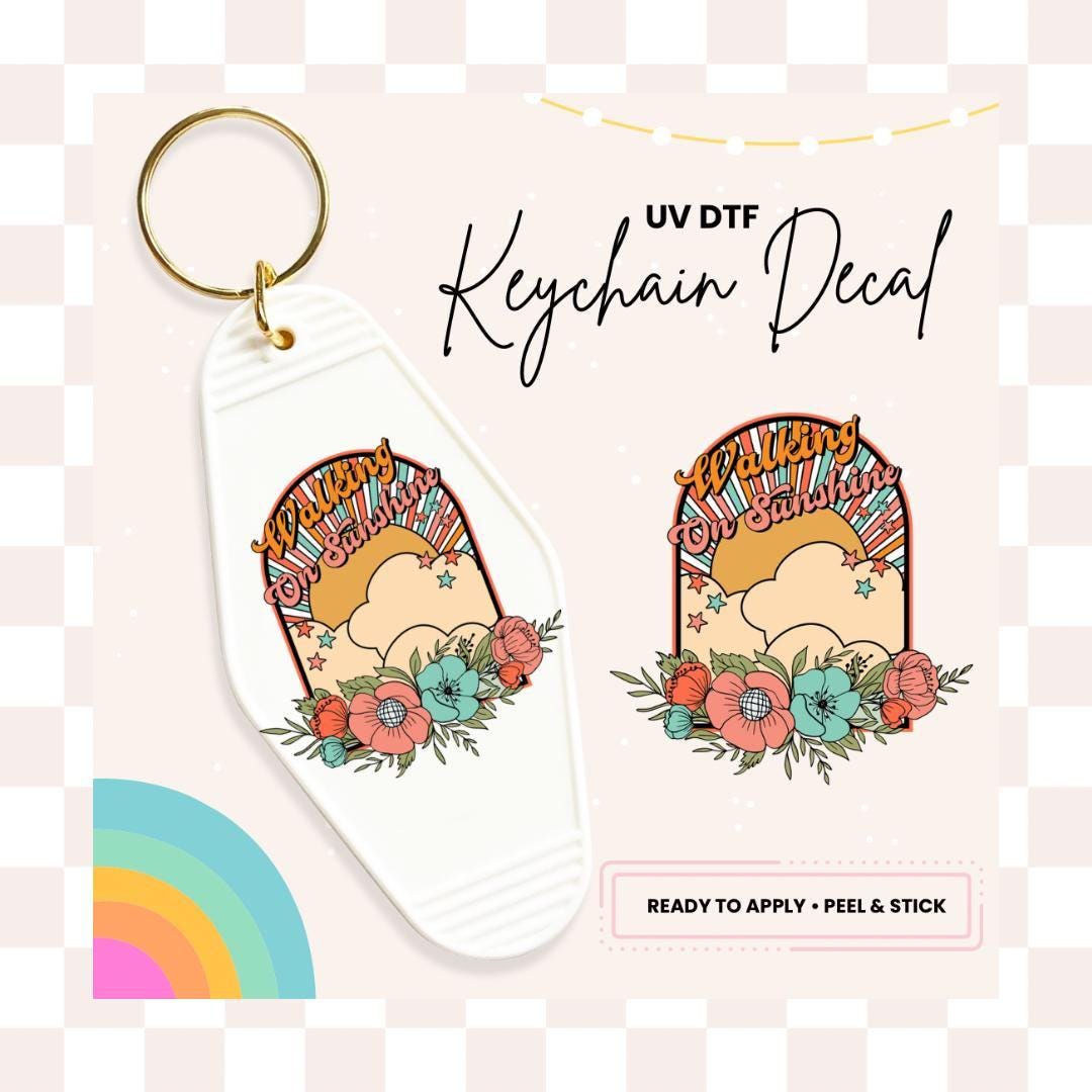 UV DTF Sticker For Retro Motel Keychain- Ready To Apply- No Heat Needed - Ready to Ship!