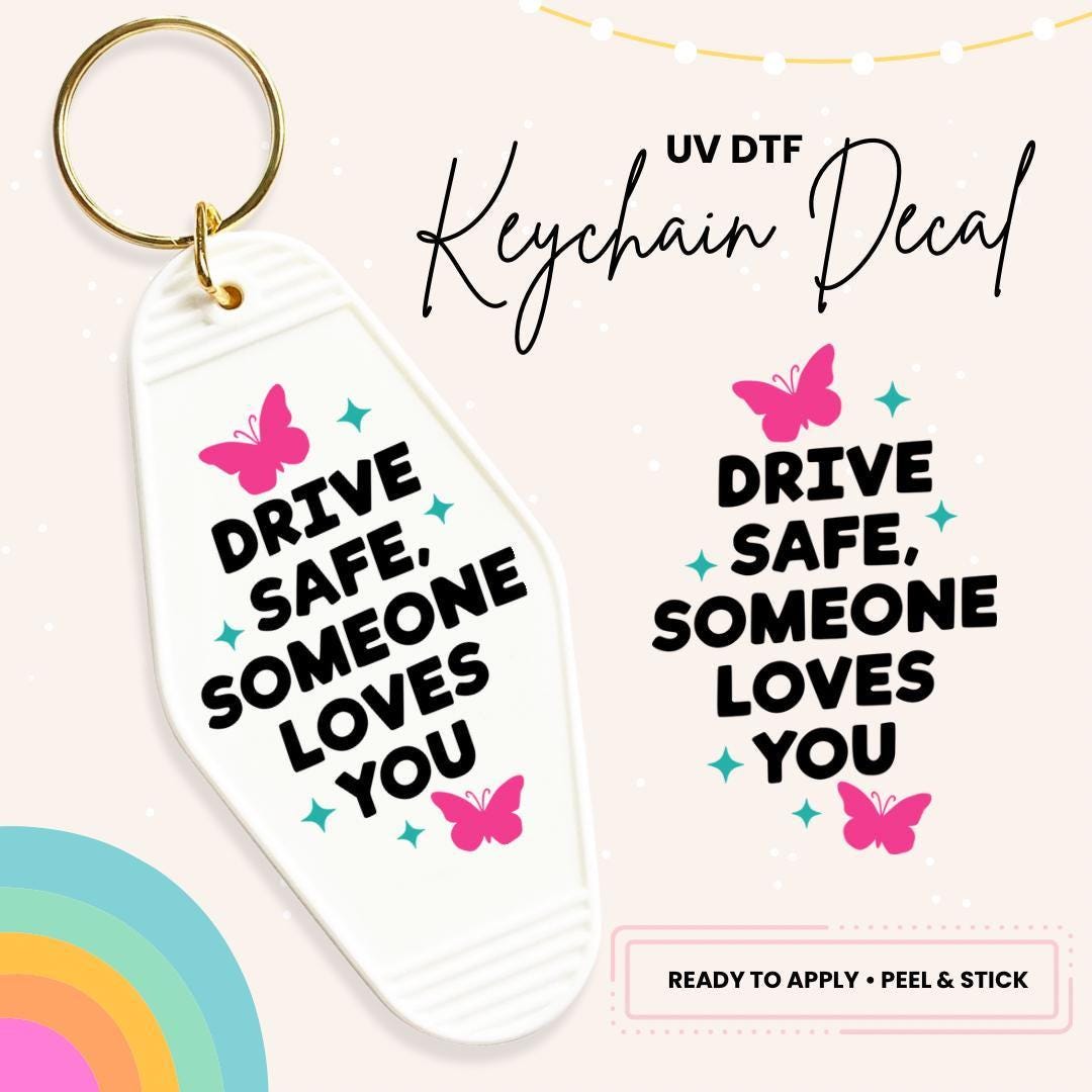 UV DTF Sticker For Retro Motel Keychain- Ready To Apply- No Heat Needed - Ready to Ship!