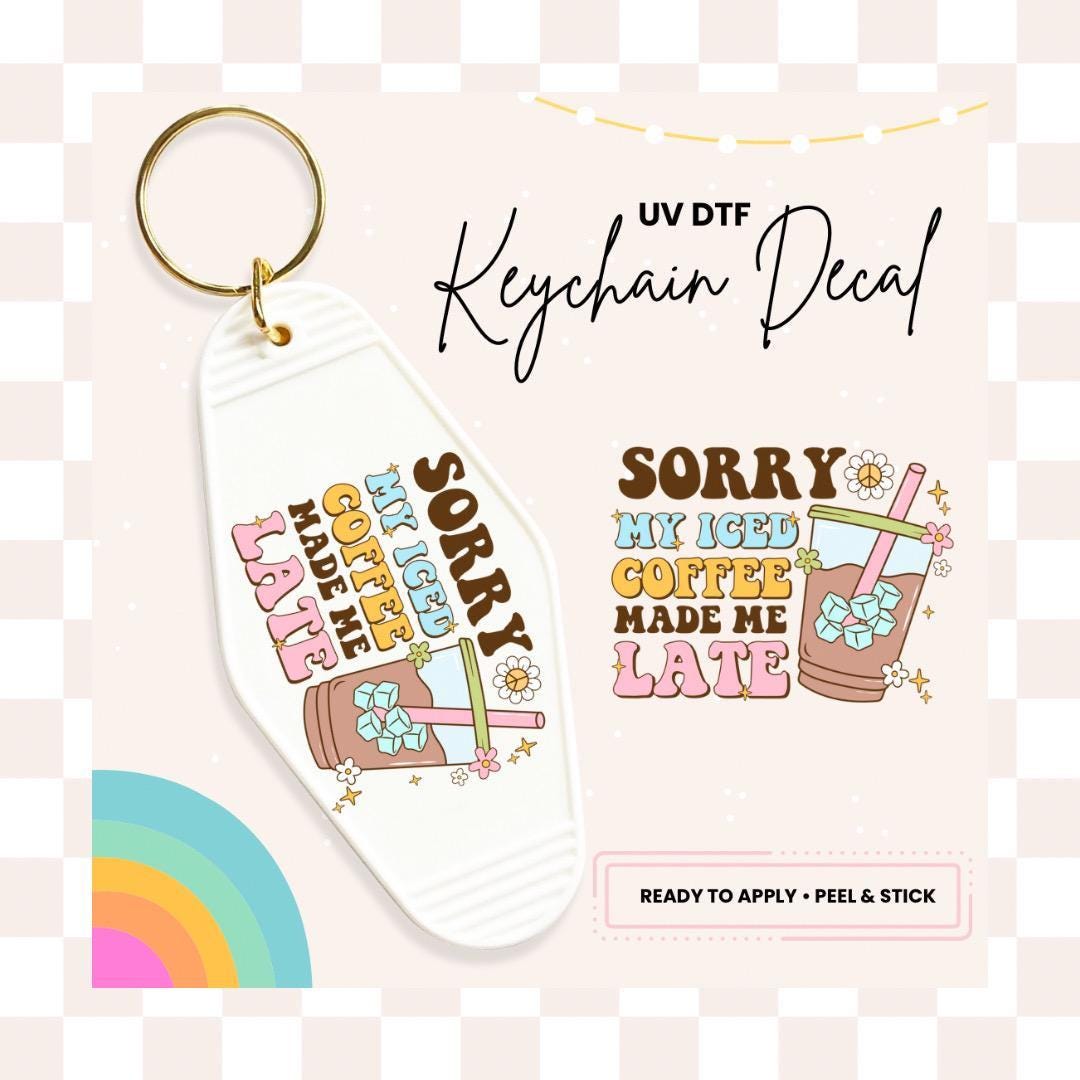 UV DTF Sticker For Retro Motel Keychain- Ready To Apply- No Heat Needed - Ready to Ship!