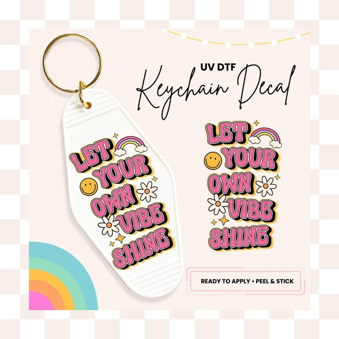 UV DTF Sticker For Retro Motel Keychain- Ready To Apply- No Heat Needed - Ready to Ship!