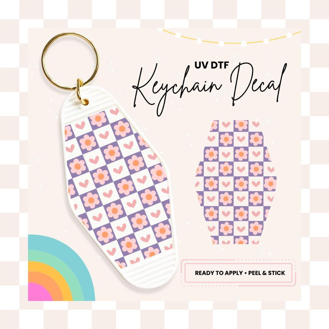UV DTF Sticker For Retro Motel Keychain- Ready To Apply- No Heat Needed - Ready to Ship!