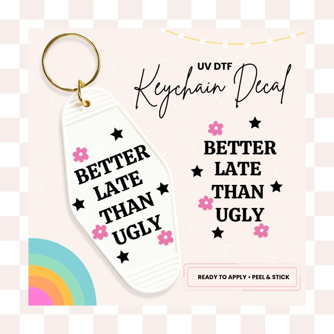 UV DTF Sticker For Retro Motel Keychain- Ready To Apply- No Heat Needed - Ready to Ship!