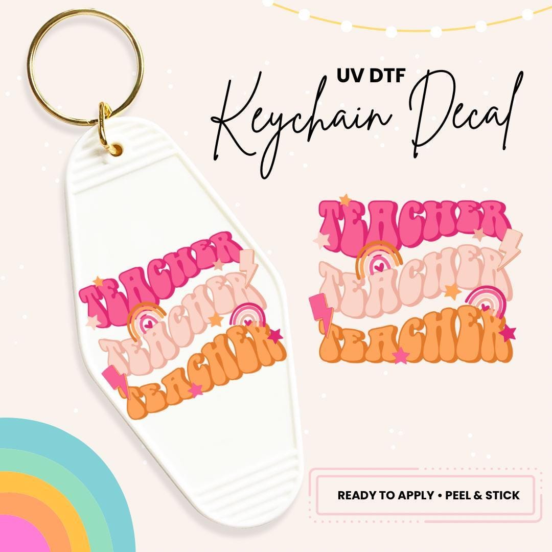 UV DTF Sticker For Retro Motel Keychain- Ready To Apply- No Heat Needed - Ready to Ship!