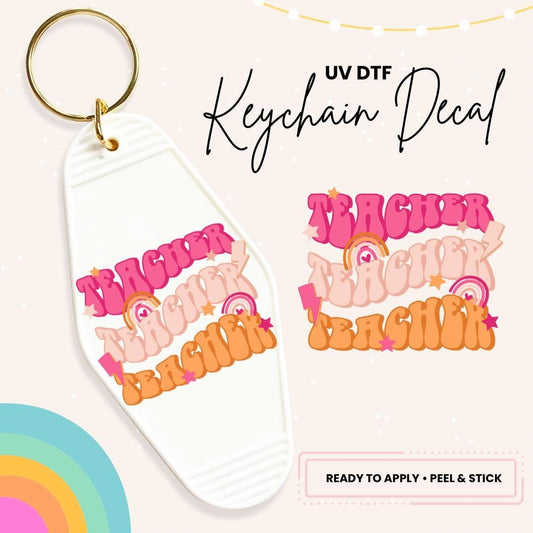 UV DTF Sticker For Retro Motel Keychain- Ready To Apply- No Heat Needed - Ready to Ship!
