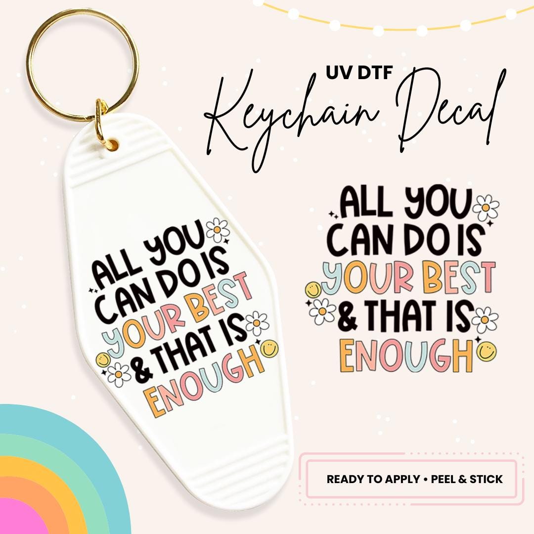 UV DTF Sticker For Retro Motel Keychain- Ready To Apply- No Heat Needed - Ready to Ship!