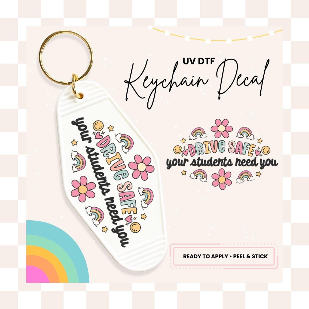 UV DTF Sticker For Retro Motel Keychain- Ready To Apply- No Heat Needed - Ready to Ship!