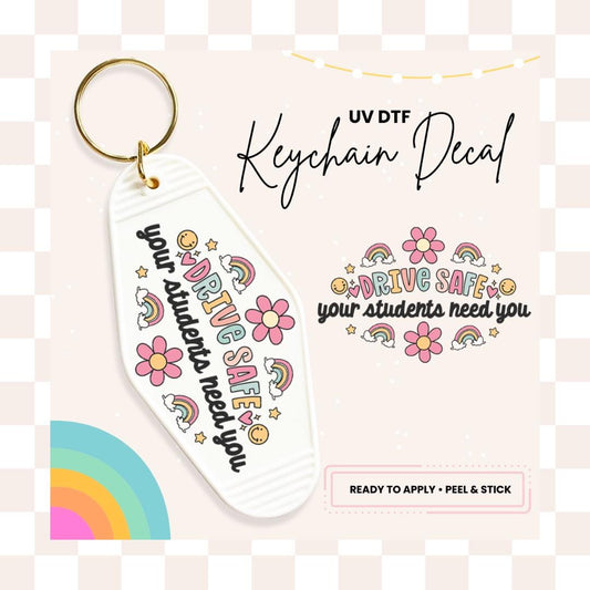 UV DTF Sticker For Retro Motel Keychain- Ready To Apply- No Heat Needed - Ready to Ship!