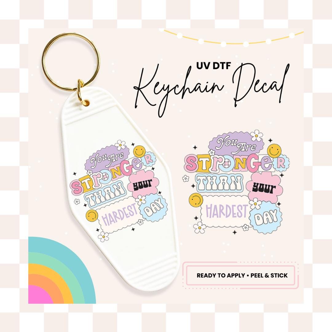 UV DTF Sticker For Retro Motel Keychain- Ready To Apply- No Heat Needed - Ready to Ship!