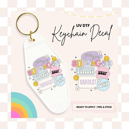 UV DTF Sticker For Retro Motel Keychain- Ready To Apply- No Heat Needed - Ready to Ship!