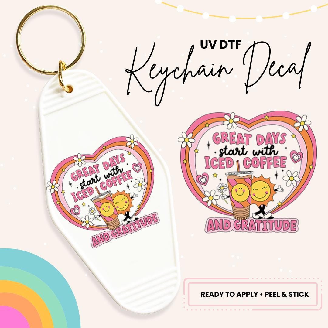 UV DTF Sticker For Retro Motel Keychain- Ready To Apply- No Heat Needed - Ready to Ship!