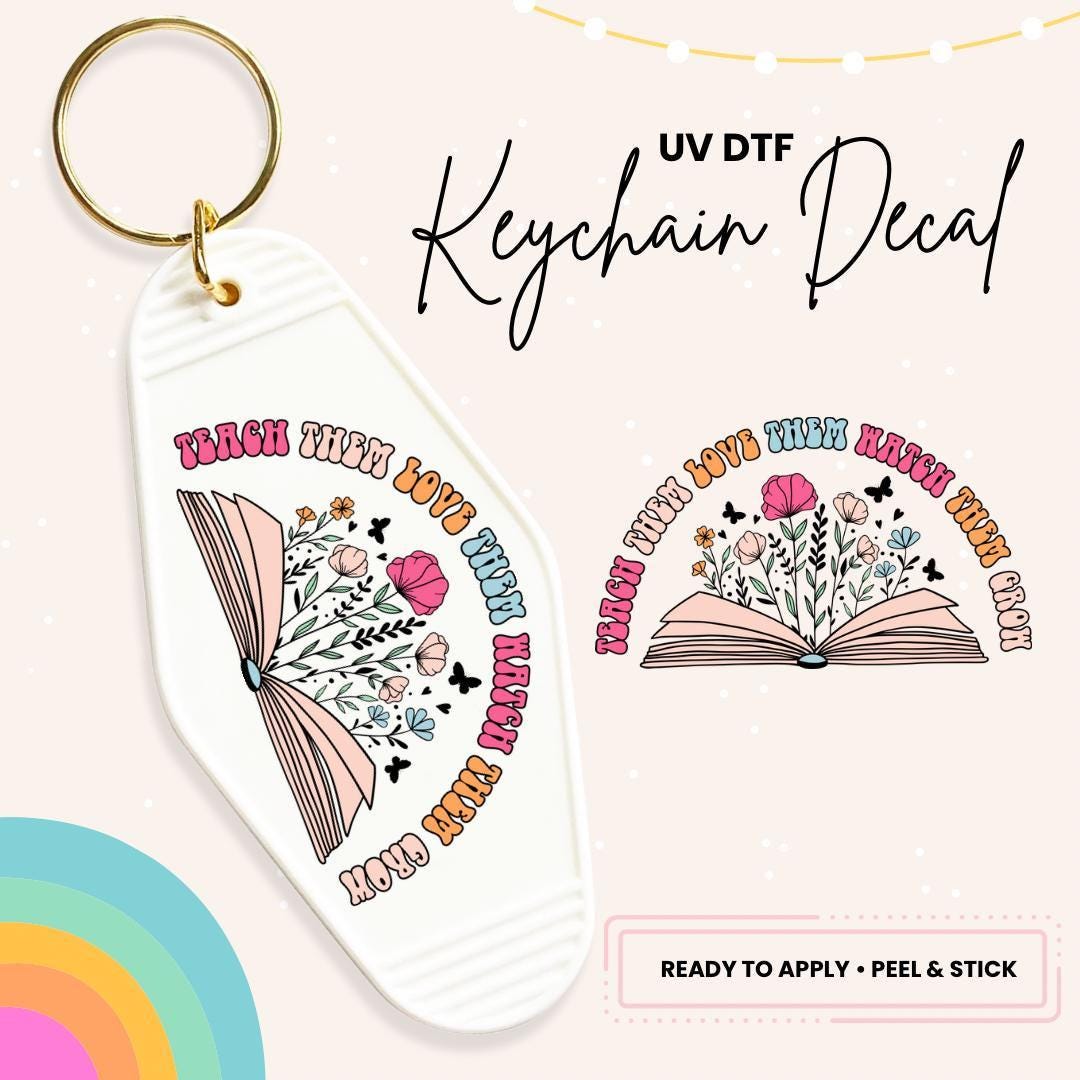 UV DTF Sticker For Retro Motel Keychain- Ready To Apply- No Heat Needed - Ready to Ship!