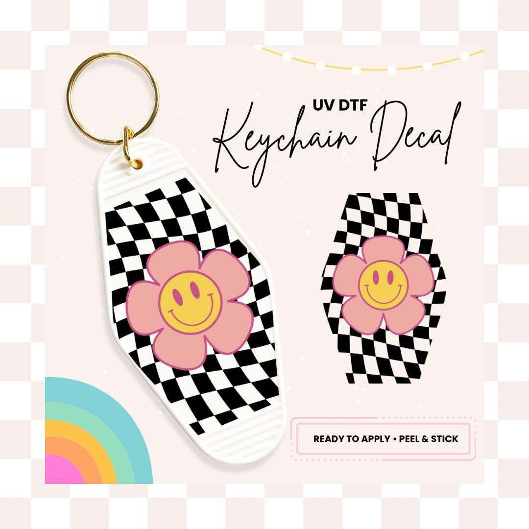 UV DTF Sticker For Retro Motel Keychain- Ready To Apply- No Heat Needed - Ready to Ship!
