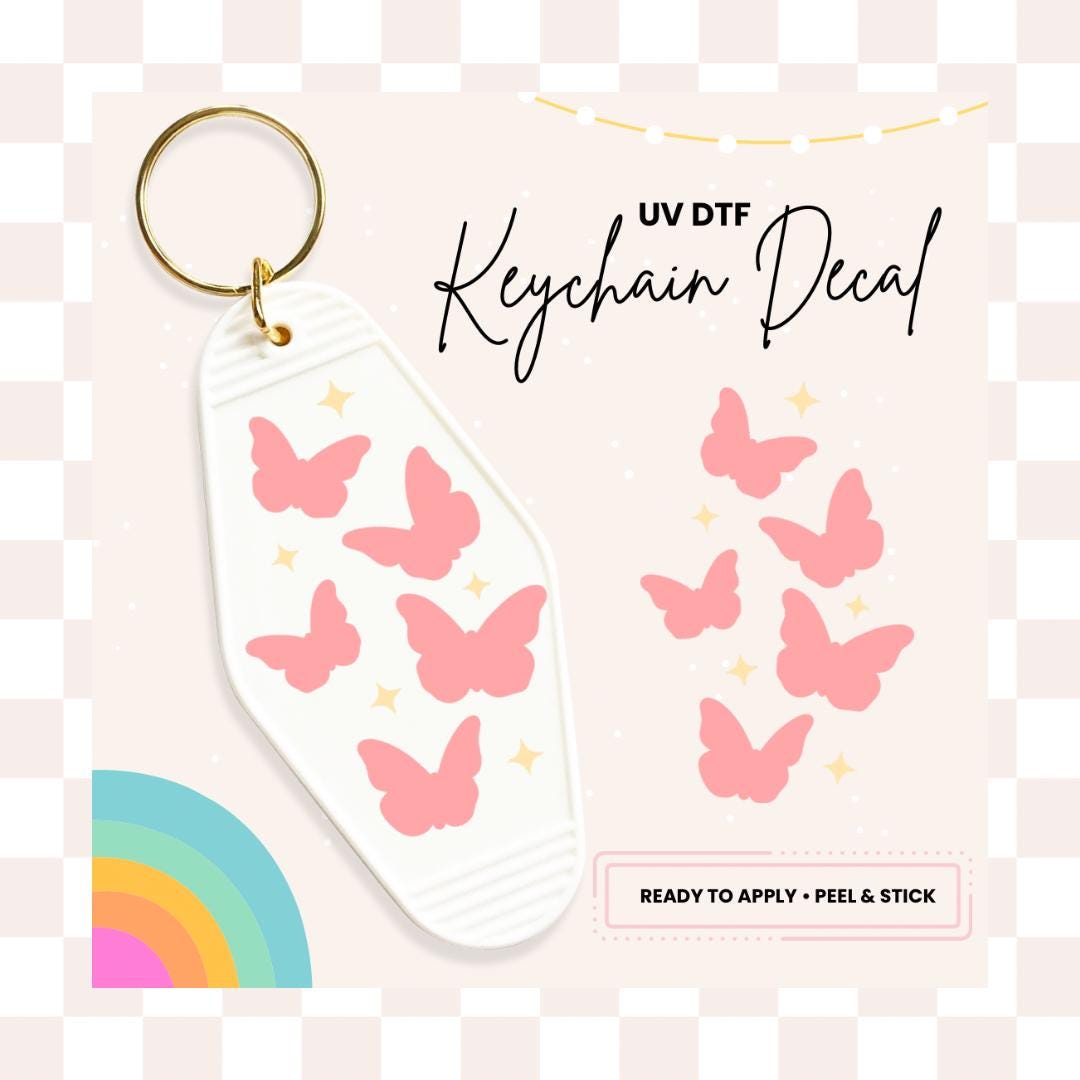 UV DTF Sticker For Retro Motel Keychain- Ready To Apply- No Heat Needed - Ready to Ship!