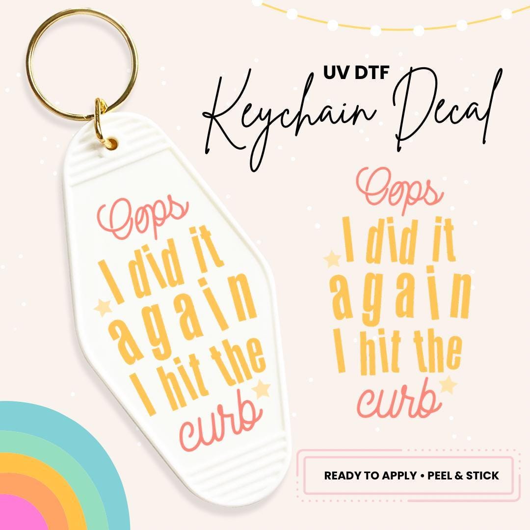 UV DTF Sticker For Retro Motel Keychain- Ready To Apply- No Heat Needed - Ready to Ship!