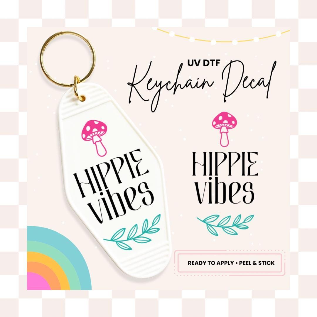 UV DTF Sticker For Retro Motel Keychain- Ready To Apply- No Heat Needed - Ready to Ship!