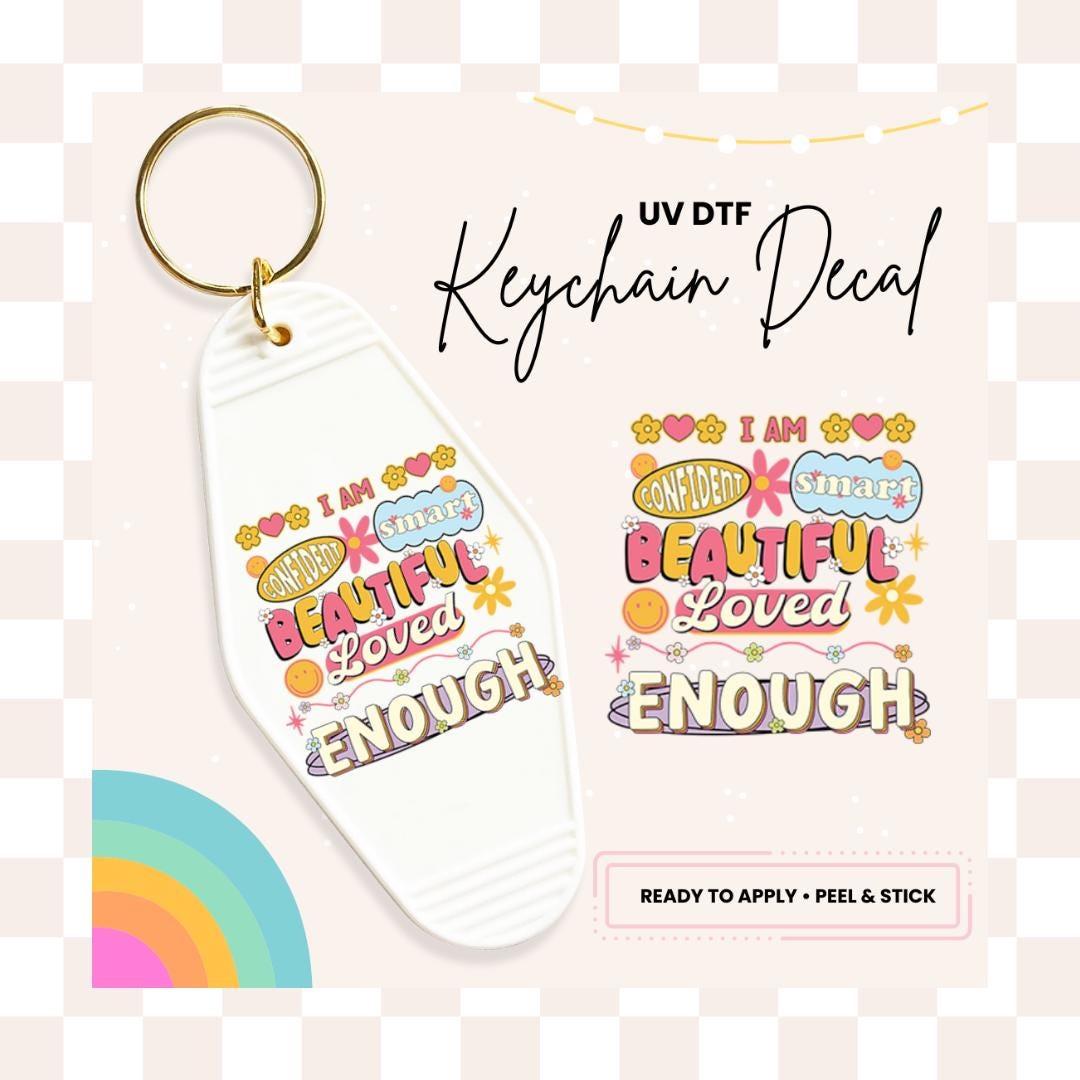 UV DTF Sticker For Retro Motel Keychain- Ready To Apply- No Heat Needed - Ready to Ship!