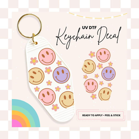 UV DTF Sticker For Retro Motel Keychain- Ready To Apply- No Heat Needed - Ready to Ship!