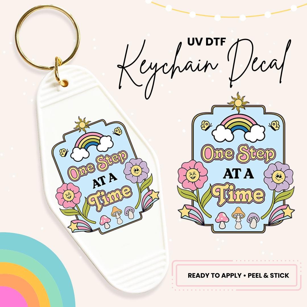 UV DTF Sticker For Retro Motel Keychain- Ready To Apply- No Heat Needed - Ready to Ship!