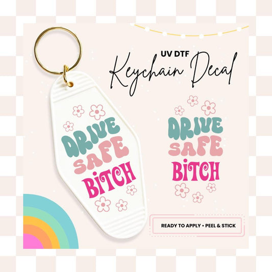 UV DTF Sticker For Retro Motel Keychain- Ready To Apply- No Heat Needed - Ready to Ship!