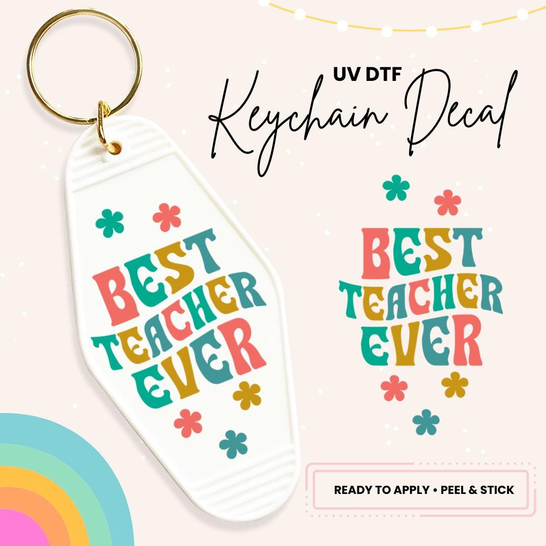 UV DTF Sticker For Retro Motel Keychain- Ready To Apply- No Heat Needed - Ready to Ship!