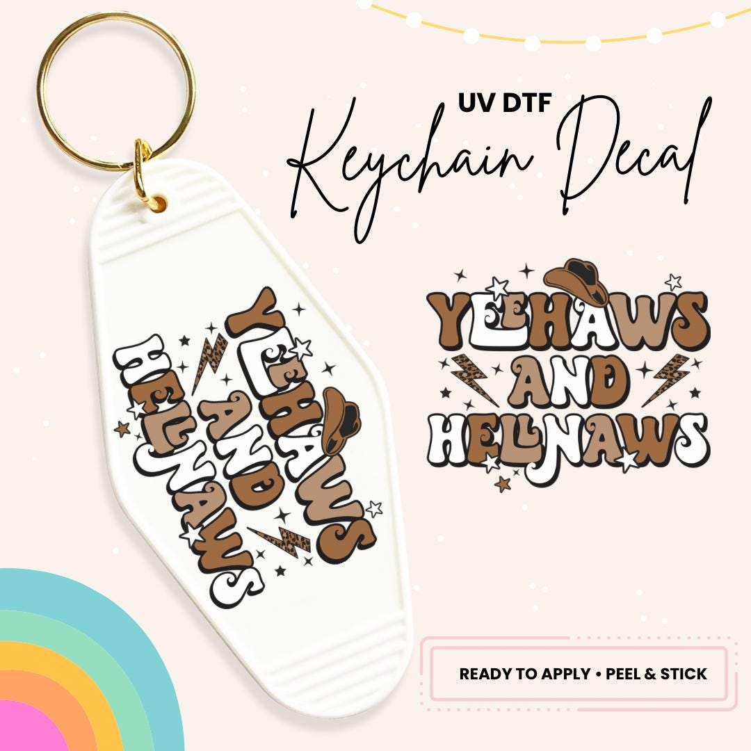 UV DTF Sticker For Retro Motel Keychain- Ready To Apply- No Heat Needed - Ready to Ship!