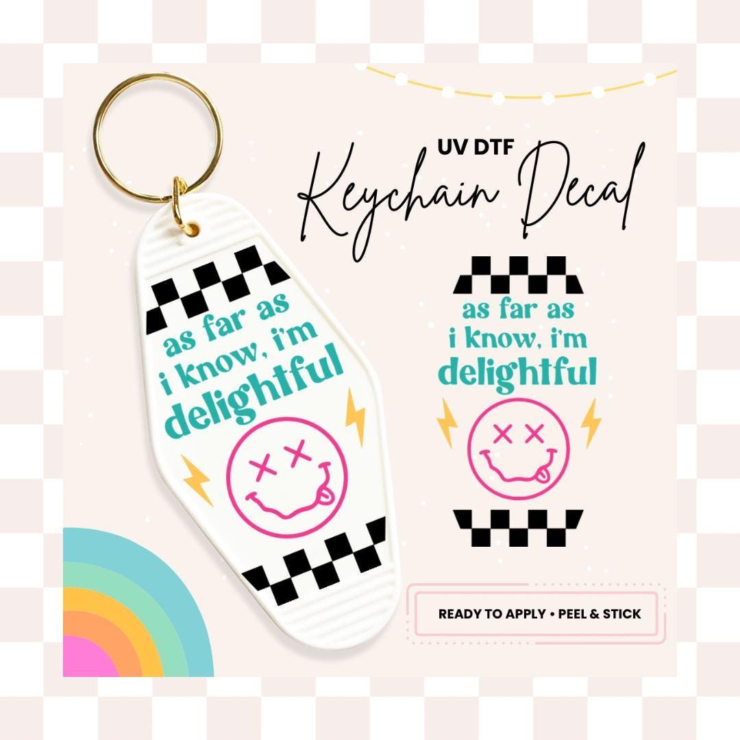 UV DTF Sticker For Retro Motel Keychain- Ready To Apply- No Heat Needed - Ready to Ship!