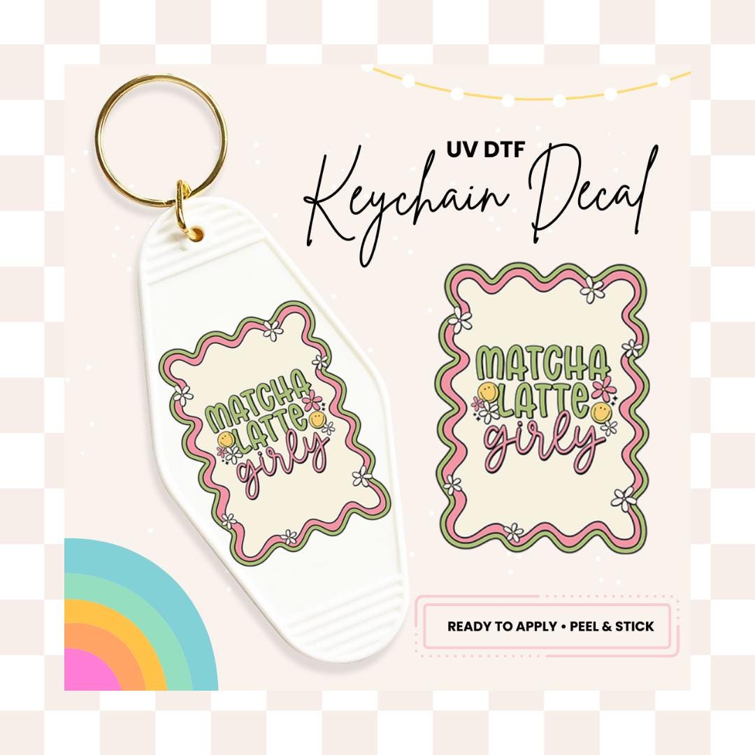 UV DTF Sticker For Retro Motel Keychain- Ready To Apply- No Heat Needed - Ready to Ship!