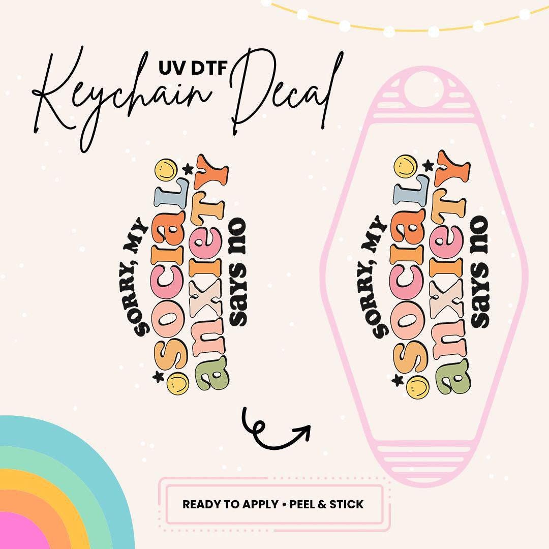 UV DTF Sticker For Retro Motel Keychain- Ready To Apply- No Heat Needed - Ready to Ship!