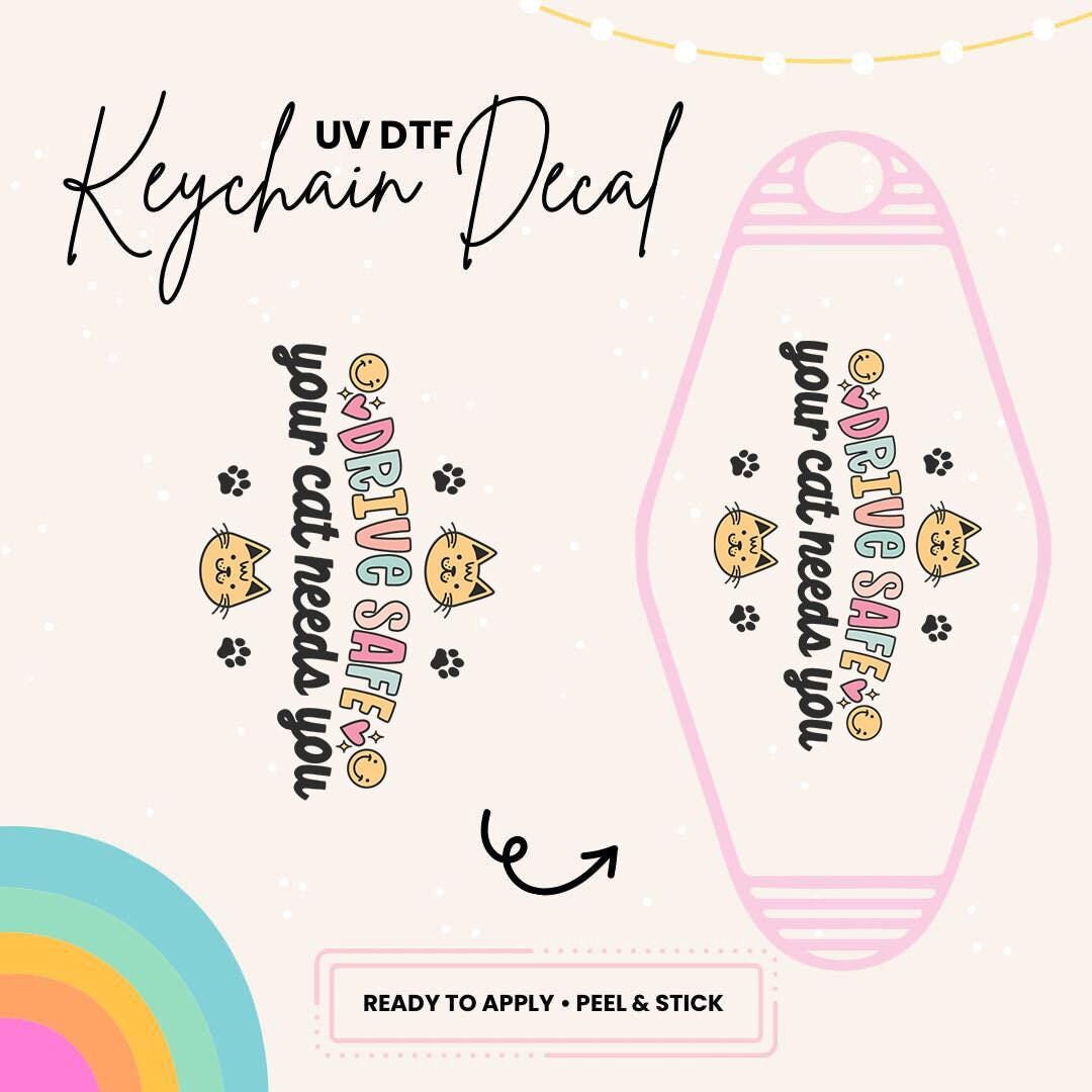 UV DTF Sticker For Retro Motel Keychain- Ready To Apply- No Heat Needed - Ready to Ship!