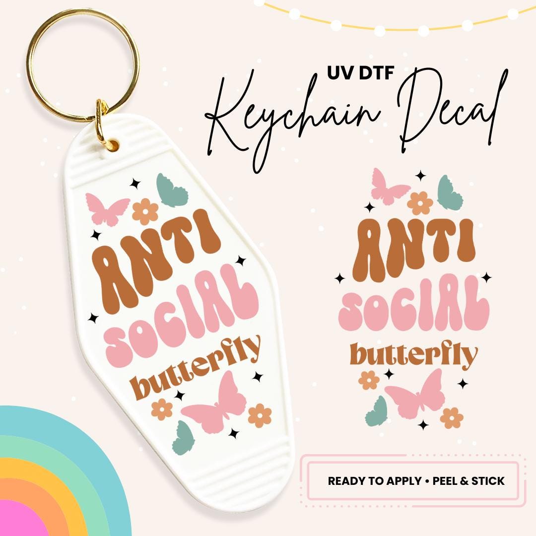 UV DTF Sticker For Retro Motel Keychain- Ready To Apply- No Heat Needed - Ready to Ship!