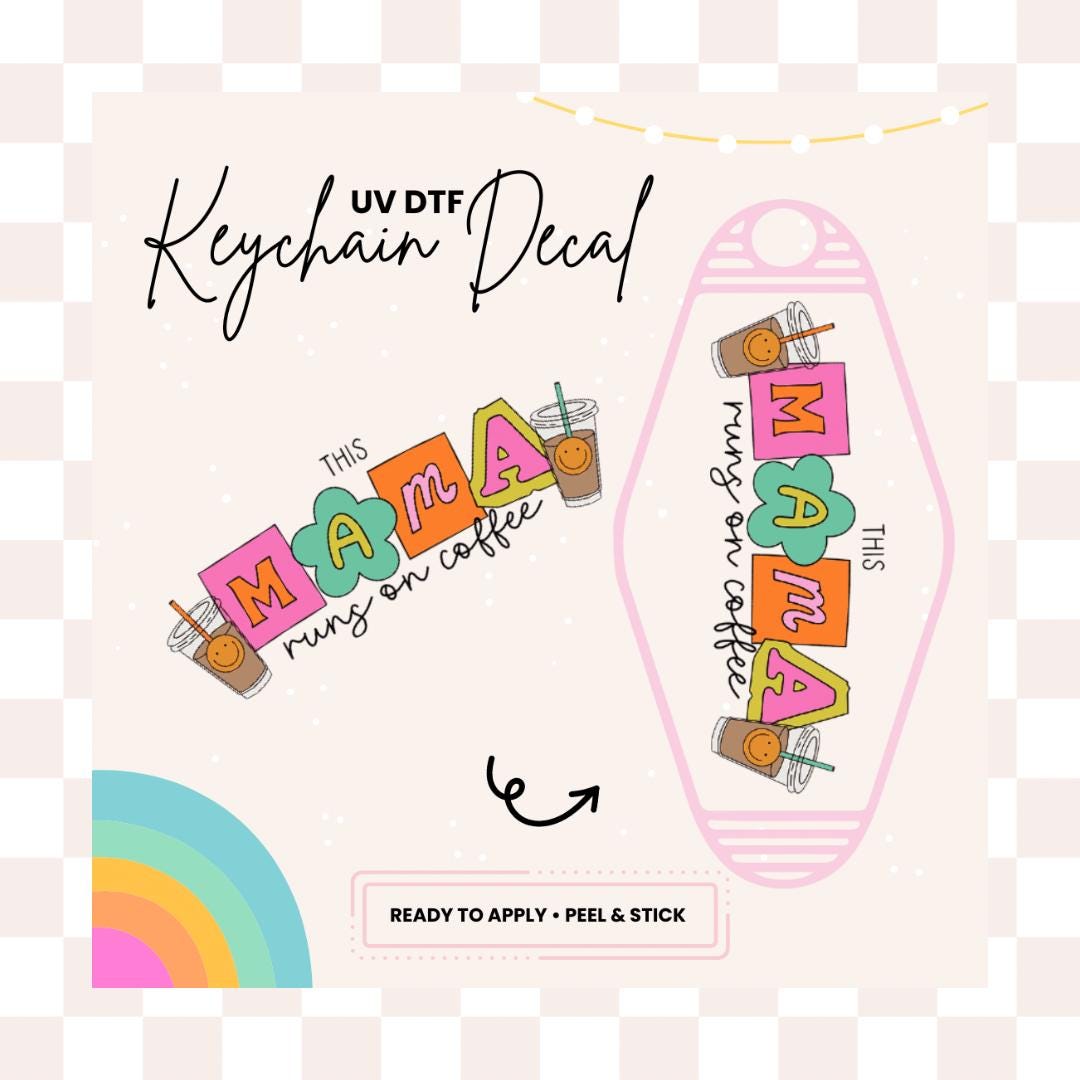 UV DTF Sticker For Retro Motel Keychain- Ready To Apply- No Heat Needed - Ready to Ship!