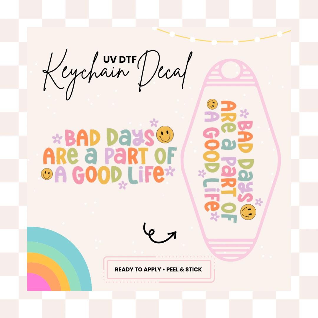 UV DTF Sticker For Retro Motel Keychain- Ready To Apply- No Heat Needed - Ready to Ship!