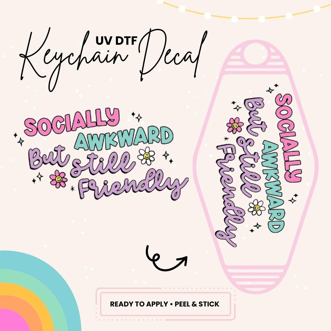 UV DTF Sticker For Retro Motel Keychain- Ready To Apply- No Heat Needed - Ready to Ship!